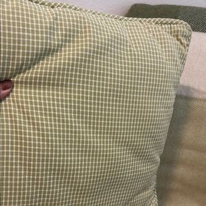 Vintage Accent Pillow Adorable Sized Green Gingham Throw Pillow